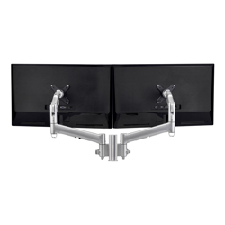 Atdec AWM Dual Monitor Mount solution on a 135mm Post Grommet Clamp Silver