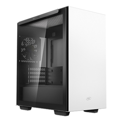 Deepcool MACUBE 110 White Minimalistic Micro-ATX Case Magnetic Tempered Glass Panel Removable Drive Cage Adjustable GPU Holder 1xPreinstalled Fan
