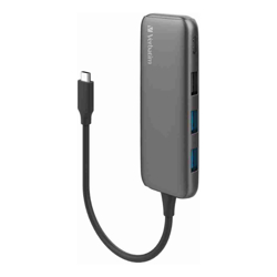 Verbatim USB-C Hub with 2x USB 3.0 1x USB 2.0  1x USB C port Space Grey