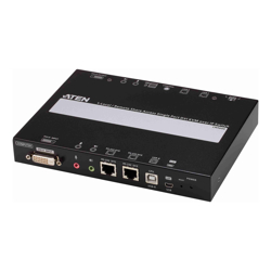 Aten Single Port DVI KVM Over IP with Audio and Virtual Media supports up to 1920 x 1200 @ 60Hz 1 DVI USB KVM Cable included Dual RS232 serial port