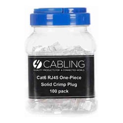 4Cabling Cat 6 8 Position RJ45 One-Piece Modular Crimp Plug | Solid | 100 Pack