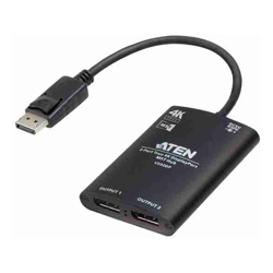 Aten VS92DP Video Splitter 2-Port True 4K resolution for dual output up to 3840x2160@30 Hz DisplayPort 1:2; HDCP 1.3 Compliant