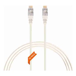 4Cabling 0.75m Cat 6A RJ45 S/FTP Thin LSZH 30 AWG Pack of 50 Network Cable. White