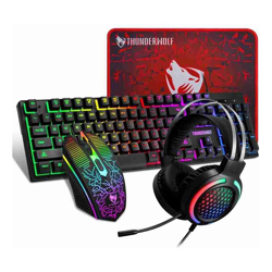 TEQ T-Wolf TF400 4-pcs Rainbow Keyboard/Mouse/Headphone/Mouse Pad Kit Set