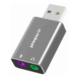 mbeat Elite USB to 3.5mm Audio and Microphone Adapter Add Headphone Audio Jack to USB-A Computers Laptops Notebooks Space Grey