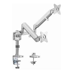 Brateck Dual Monitors Pole-Mounted Epic Gas Spring Aluminum Monitor Arm Fit Most 17&amp;amp;quot;-32&amp;amp;quot; Monitors Up to 9kg per screen VESA 75x75/100x100 Gloss Grey