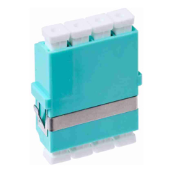 4Cabling LC OM3 / OM4 Multimode Through Coupler Flangeless Quad Ceramic Sleeve | Aqua