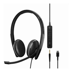 Sennheiser EPOS | Sennheiser ADAPT 165T USB-C || On-ear double-sided USB-C headset 3.5 mm jack and detachable USB cable with in-line call control