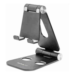 StarTech Phone and Tablet Stand Aluminum Adjustable/Foldable Phone and Tablet Holder Multi-Angle Black (USPTLSTNDB)