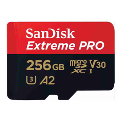 SanDisk Extreme Pro microSDXC SQXCD 256GB V30 U3 C10 A2 UHS-I 200MB/s R 140MB/s W 4x6 SD adaptor Lifetime Limited