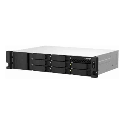 Qnap 8-bay short-depth rackmount NAS AMD Ryzen V1000 series V1500B 4C/8T 2.2GHz 4GB RAM (max. 64GB total optional ECC RAM support) 2 x 2.5GbE LAN