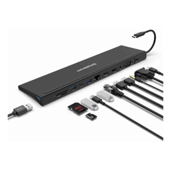 Simplecom CHN622 USB-C 12-in-1 Multiport Docking Station Laptop Stand Dual HDMI + VGA Triple Display Gigabit LAN 
