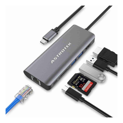 Astrotek USB C Dock 6 in 1 DockW with 1X HDMI 1XUSB-C 2XUSB3.0 Type-A SD cardX1 EthernetX1 4K Video Output PD charging Alumium house Windows 10