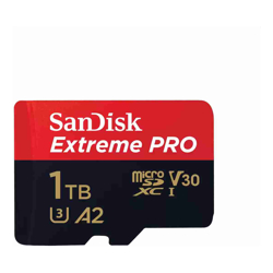 SanDisk Extreme Pro microSDXC SQXCD 1TB V30 U3 C10 A2 UHS-I 200MB/s R 140MB/s W 4x6 SD adaptor Lifetime Limited