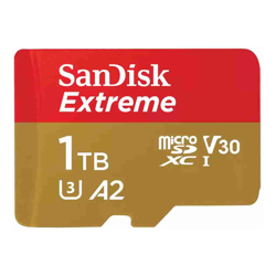 SanDisk Extreme microSDXC SQXAV 1TB V30 U3 C10 A2 UHS-I 190MB/s R 130MB/s W 4x6 SD adaptor Lifetime Limited