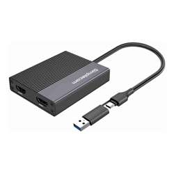 Simplecom DA369 USB 3.0 or USB-C to Dual 4K HDMI 2.0 Display Adapter for 2x 4K@60Hz Extended Screens