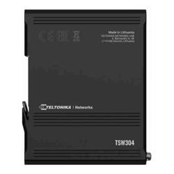 Teltonika DIN rail switch unmanaged 4 x Gigabit Ethernet Up to 1000 Mbps power supply voltages (7-57 VDC and 9-40 VAC)