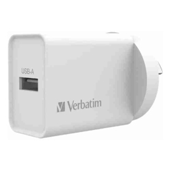Verbatim USB Charger Single Port 2.4A White Single Port Wall Charger