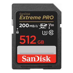SanDisk Extreme Pro SDXC SDXXD 512GB V30 U3 C10 UHS-I 200MB/s R 140MB/s W 4x6 Lifetime Limited