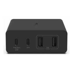 Belkin BoostCharge Pro 4-Port GaN Charger 108W Black(WCH010auBK) 2xUSB-C  2xUSB-A 2M Cable Intelligent and Fast Charger Compact Laptop Charger