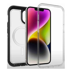OtterBox Defender XT Clear MagSafe Apple iPhone 14 / iPhone 13 Case Black Crystal (77-90062) DROP+ 5X Military Standard Multi-Layer Raised Edges