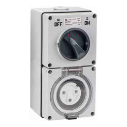 4Cabling 4C | Combination Switched socket 3 Round Pin IP66 250V 20A