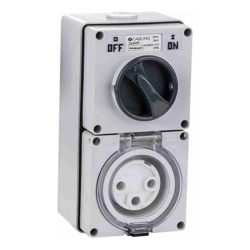 4Cabling 4C | Combination Switched socket 3 Round Pin IP66 250V 32A