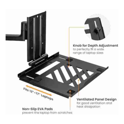 Brateck Adjustable Laptop Tray For Monitor Arms Fits12-17&amp;amp;quot;  with standard 75x75 VESA plate