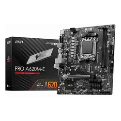 MSI PRO A620M-E Micro-ATX AMD AM5 2xDDR5 1xM.2+4xSATA 6Gb/s 2xPCIe RAID 1xHDMI 1xVGA GbE LAN 4xUSB3.0 2xUSB2.0 RGB 3 Year warranty