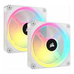 Corsair QX RGB Series iCUE LINK QX140 RGB WHITE 140mm Magnetic Dome Bearing. PWM RGB Dual Fan Starter Kit