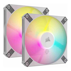 Corsair AF SLIM Series AF120 RGB SLIM WHITE 120mmx15mm Fluid Dynamic Bearing RGB Fan Dual Pack with Lighting Node CORE