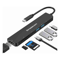Simplecom CH547 USB-C 7-in-1 Multiport Adapter USB Hub HDMI Card Reader PD