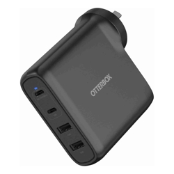 OtterBox 100W Four Port USB-C (Type I) PD Fast GaN Wall Charger Black (78-81355) Dual USB-C (100W+18W) Dual USB-A (18W) Compact Laptop Charger