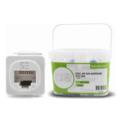 Serveredge Cat5e UTP RJ45 Australian Style Jack White Pack of 100 