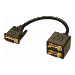 ALOGIC DVI-I Dual Link to 2 X VGA Display Splitter Adapter (1) Male to (2) Female