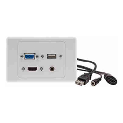 ALOGIC 1 X HDMI 1 X VGA 1 X USB &amp;amp;amp; 1 X 3.5mm Audio Clipsal 2000 White Wall Plate with Panel Mount Cables