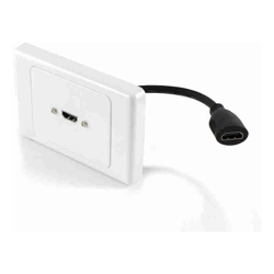 ALOGIC 1 X HDMI Horizontal Clipsal 2000 White Wall Plate with Panel Mount Cables