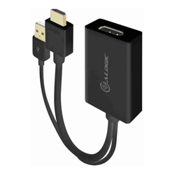 ALOGIC HDMI MALE TO DISPLAYPORT FEMALE ADAPTER WITH USB CABLE FOR POWER BLACK