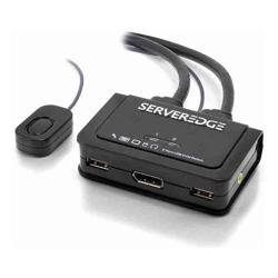 Serveredge 2-Port USB / DisplayPort Cable KVM Switch With Audio &amp;amp;amp; Remote-4K 