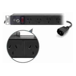 Serveredge Basic 2m 8 Port PDU (8) 3 Pin AUS GPO Output (1) IEC C14 Plug Input 10A 240V (Optional Recessed Bracket Included)