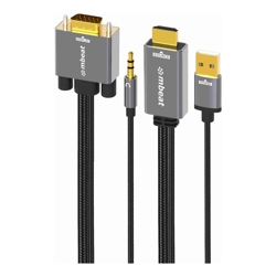 mbeat Tough Link 1.8m HDMI to VGA Cable with USB Power  3.5mm Audio Up to 1080p@60Hz (1920?1080) HDMI (Male)?1; USB-A (Connect to Power)?1