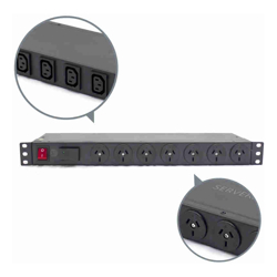 Serveredge Basic 11 Port PDU (7) 3 Pin AUS GPO Output (4) IEC C13 Output (1) 3 Pin Aus Input 10A W/ Replaceable Surge Protection 