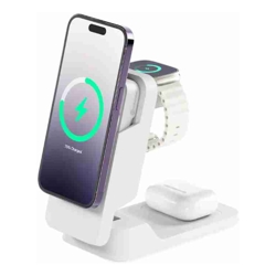 ALOGIC Matrix ULTIMATE 3-in-1 Wireless Charger with 5000mAh MagSafe Power Bank White 30W Power Adaptor AU