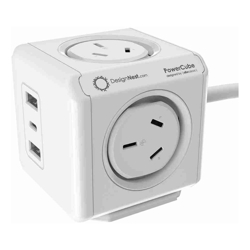Allocacoc PowerCube Extended 4 Outlets 2 USB-A + 1 USB-C PD 20W with Surge 1.5M White (11407-AUEUAC)
