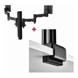 Atdec AWMS-2-4640 Dual 18.11&amp;amp;quot; Monitor Arms on 15.75&amp;amp;quot; Post and C Clamp Desk Fixing Black