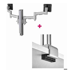 Atdec AWMS-2-4640 Dual 18.11&amp;amp;quot; Monitor Arms on 15.75&amp;amp;quot; Post and C Clamp Desk Fixing Silver