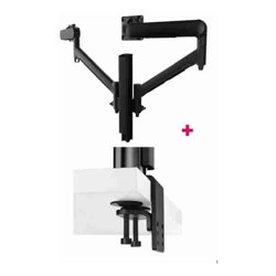 Atdec AWMS-2-D40 Dual Dynamic 27&amp;amp;quot; Monitor Arms on 15.7&amp;amp;quot; Post and Heavy-Duty F Clamp Desk Fixing Black
