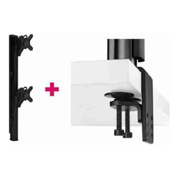 Atdec AWMS-2-LTHT75 Post Mounted Dual 49&amp;amp;quot; Display Stand and Heavy-Duty F Clamp Desk Fixing Black