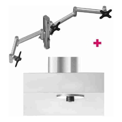 Atdec AWMS-3-13714 Triple 5.11&amp;amp;quot; and 27.95&amp;amp;quot; Monitor Arms on 15.75&amp;amp;quot; Post and Bolt-Through Desk Fixing Silver