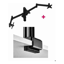 Atdec AWMS-3-13714 Triple 5.11&amp;amp;quot; and 27.95&amp;amp;quot; Monitor Arms on 15.75&amp;amp;quot; Post and C Clamp Desk Fixing Black